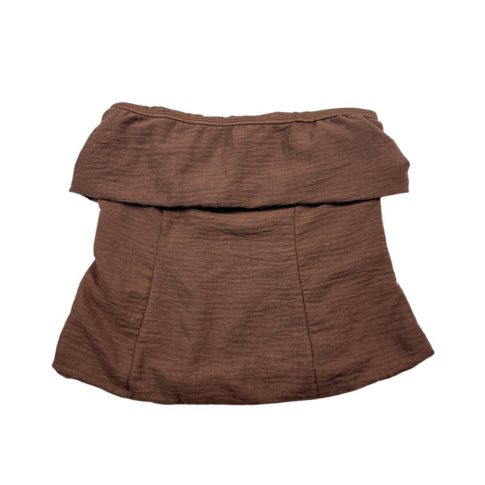 Moa Moa Brown Foldover Tube Top Size Medium Smocked Back Cyber Y2K